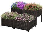 Outsunny Hochbeet Pflanzkasten mit Abflussl&ouml;chern Braun 4er Set | Blumenkasten...