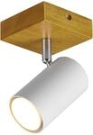 Trio Leuchten Spotleuchte Marley 812400131, Metall Wei&szlig; matt, Holz, exklusiv 1x