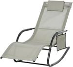 Outsunny Schaukelstuhl Schaukelliege 150 x 62 x 88 cm Hellgrau | Gartensessel,