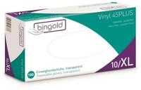 BINGOLD 604638 Vinyl 45Plus Einmal Handschuhe, Gr&ouml;&szlig;e XL, Transparent, 100 St&uuml;ck
