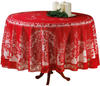 runde Spitzen Tischdecke Ø 180cm rot mit Blumenmuster Tisch Decke Tafel Tuch
