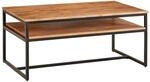 Wohnling Couchtisch 100x60x45 cm Akazie Massivholz Metall mit Stauraum
