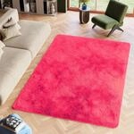 TAPISO Silk Teppich Shaggy rutschfest Pink Einfarbig Antirutsch Hochflor Langflor