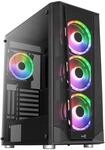 Aerocool PRISMBKV3, ATX PC-Geh&auml;use Schwarz, 4 L&uuml;fter ARGB, Front + Seite