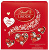 Lindt LINDOR Präsent mit Herz Cutouts, feinste Vollmilch Schokolade mit unendlich
