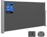 SONGMICS Seitenmarkise mit Stahl-Kasten, rostbest&auml;ndig, ausziehbar, 180 x 400...