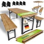 Juskys Bierzeltgarnitur Bichl 3-teilig & klappbar 170x46x77 cm - Gartenm&ouml;bel...