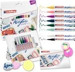 edding Start Easy Set - Acrylstifte wasserfest fein und medium, inkl. Postkartenblock