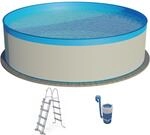 Planet Pool Stahlwandpool Set (3-Teilig) rund 350x90 cm, Stahl 0,3 mm wei&szlig;,...