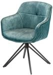 Stuhl EUPHORIA - 58cm - petrol - Samt Metall-Gestell drehbar Armlehne