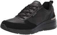 Skechers Damen Billion Subtle Spots Sneaker, Black Duraleather Black Leopard Trim,