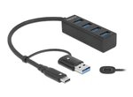 Delock 4 Port USB 3.2 Gen 1 Hub mit USB Type-C&trade; oder USB Typ-A Anschluss