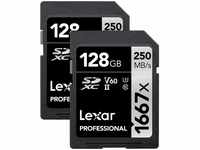 Lexar 128 GB (2er-Pack) Professionelle 1667x SDXC-Speicherkarten, UHS-II, C10,...
