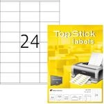 TopStick 8705 Adressetiketten, 100 Blatt, 70 x 36 mm, 24 pro A4 Bogen, 2400 St&uuml;ck,