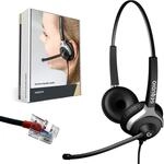 GEQUDIO Headset kompatibel mit Yealink, Snom, Avaya, Grandstream Telefon - inklusive