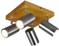 Trio Leuchten Deckenleuchte Marley 812400407, Metall Nickel matt, Holz, exklusiv 4x