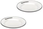 Petromax Emaille Teller 2er Set Wei&szlig; - 26 cm Campinggeschirr Outdoor | Robustes