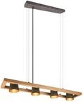 Trio Leuchten Pendelleuchte Bell 301900467, Metall Nickel antik, Holz, exkl. 4x E14