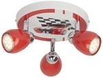 BRILLIANT Lampe Racing LED Spotrondell 3flg rot/wei&szlig;-schwarz | 3x LED-PAR51, GU10,