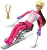 Barbie HCN33 - Wintersport Paraskifahrerin-Puppe, brünett (30 cm) mit Hemd, Hose,
