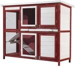 Wiltec Kaninchenstall rot wei&szlig; 1175 x 410 x 1000 mm, Hasenstall als Erg&auml;nzung...