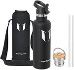 Sparrow Edelstahl Trinkflasche- 0.5L/0.75L/1L- Thermosflasche mit Strohhalm 