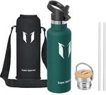 Sparrow Edelstahl Trinkflasche- 0.5L/0.75L/1L- Thermosflasche mit Strohhalm 