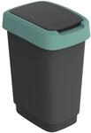 Rotho Twist M&uuml;lleimer mit Deckel 10l, Kunststoff, schwarz gr&uuml;n/anthrazit