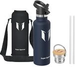 Sparrow Edelstahl Trinkflasche- 0.5L/0.75L/1L- Thermosflasche mit Strohhalm 