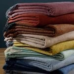 Biederlack Fransenplaid Kaschmirdecke Kaschmirplaid blau-grau Kaschmir Wolle...