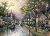 Schmidt Spiele 58441 Thomas Kinkade, Morgen in der kleinen Stadt, 1000 Teile Puzzle