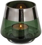 Fink gr&uuml;nes Teelichthalter &Oslash; 11 cm aus Glas kleines Windlicht mit silbernem...