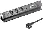 Elbe Inno Tischsteckdose f&uuml;r die Arbeitsplatte (3 Steckdosen & 2 USB & 2 RJ45),