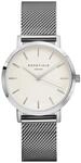 Rosefield Tribeca Damen-Armbanduhr Wei&szlig; Matt Rhodiniertes Mesh-Armband 33 mm...