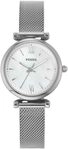 Fossil Uhr f&uuml;r Damen Carlie, Quarzwerk, 29mm Silbernes Edelstahlgeh&auml;use mit einem
