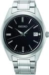 Seiko Herren-Uhr Quarz Edelstahl mit Edelstahlband SUR311P1, Schwarz