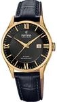 Festina Swiss Made Herrenuhr Analog aus Leder Schwarz