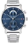 Tommy Hilfiger Multi Zifferblatt Quarz Uhr f&uuml;r Herren mit Silbernes Edelstahlarmband