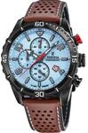 Festina Herren Uhr Analog mit Lederarmband - Quarzwerk - Chronograph - Kalender -