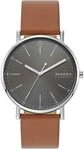 Skagen Signatur Watch for Men, Quartz Three Hand Movement with Leather Strap