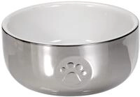 Trixie 24799 Keramiknapf, Katze, 0,3 l/&oslash; 11 cm, silber/wei&szlig;