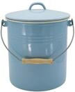 Kr&uuml;ger Emaille M&uuml;lleimer Sylt 10 L | Abfalleimer mit Deckel & Holzgriff |...