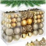 tectake&reg; 100er Set Weihnachtskugeln Gold mit Matter, gl&auml;nzender und glitzernder