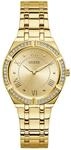 Guess Blaue und rotgoldfarbene Kristall-Silikonuhr