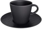 Villeroy & Boch Manufacture Rock Mokka- / Espressotasse mit Untertasse, Schwarz,