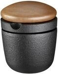 SKEPPSHULT Kr&auml;uterm&uuml;hle aus Gusseisen und Holz, Schwarz/Braun, klein