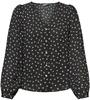 ONLY Damen Langarm Print Bluse | V-Ausschnitt Business Tunika Top | Muster Basic