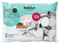 Bolsius 10 Stunden Maxi Teelichter, 40 Stück, weiß, 40 Stück, 1 Stück