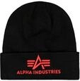 Alpha Industries 3D Beanie Strickm&uuml;tze aus Acryl f&uuml;r Herren Black/Red