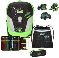 SCOUT Schulranzen LED Sunny II Set 5-teilig Dino Hunter dunkelgrau